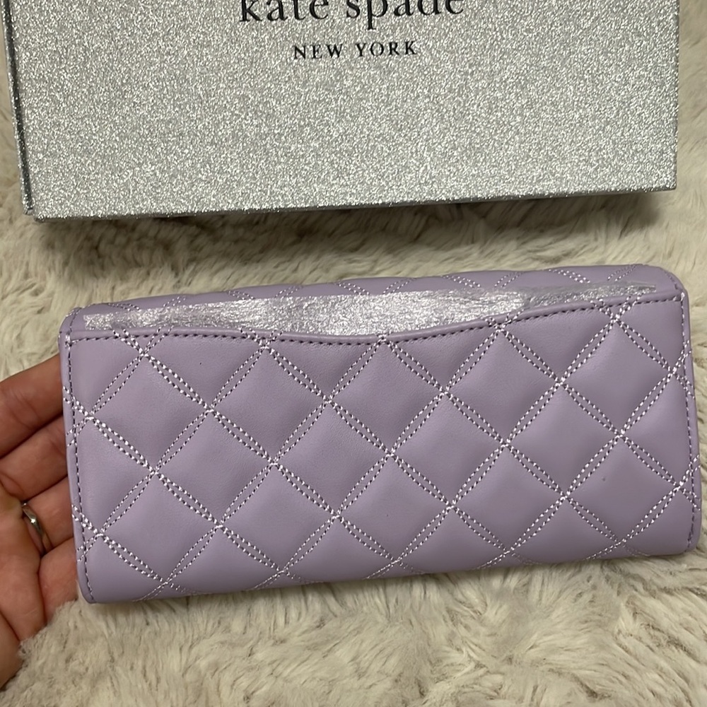 Kate Spade quilted Leather Lg Continental Wallet lilac NWT - Picture 3 of 10